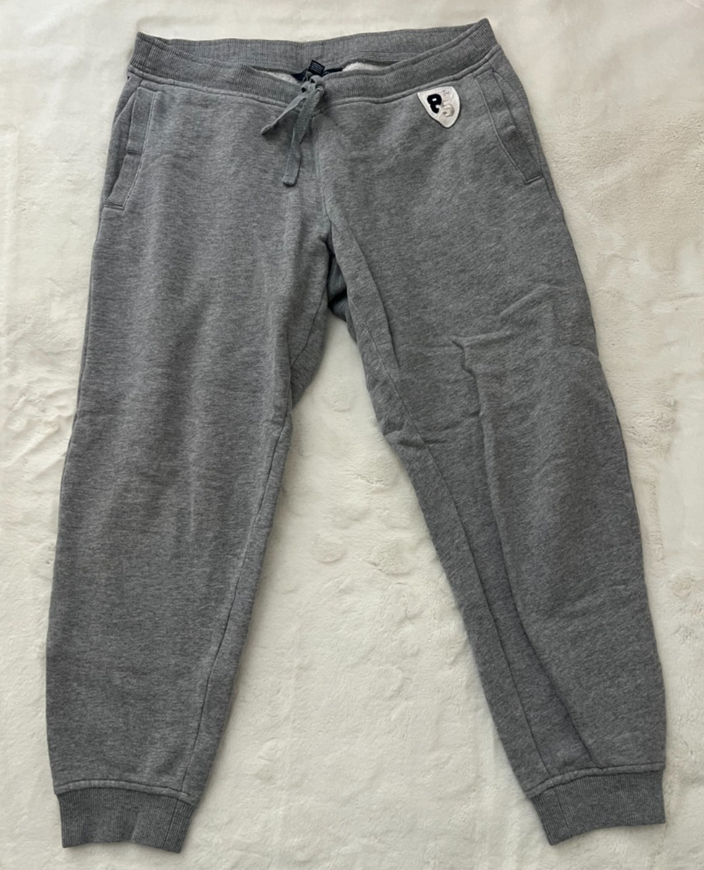 Tommy Hilfiger Mens Small Gray Jogger Sweatpants Drawstring Logo Patch